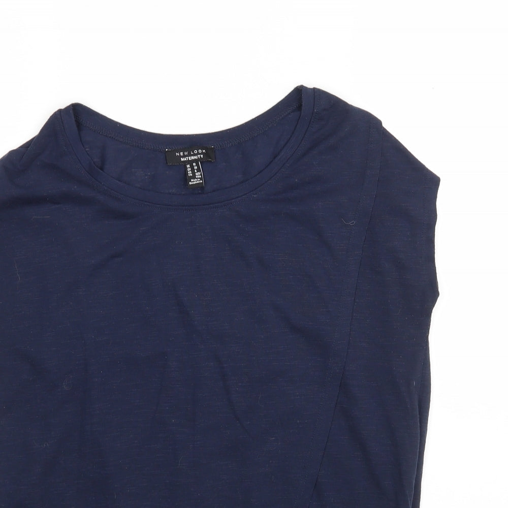 New Look Womens Blue  Polyester Basic T-Shirt Size 10 Round Neck