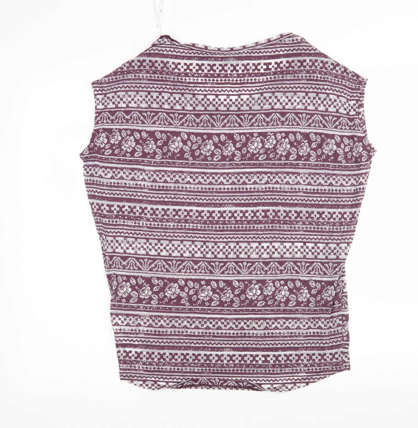 New Look Womens Multicoloured Floral Cotton Basic T-Shirt Size 6 Round Neck