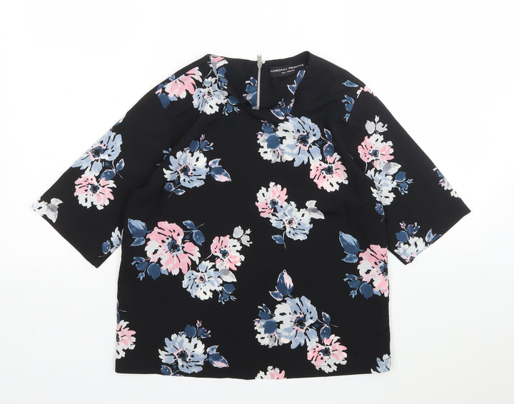 Dorothy Perkins Womens Multicoloured Floral Polyester Basic Blouse Size 8 Round Neck