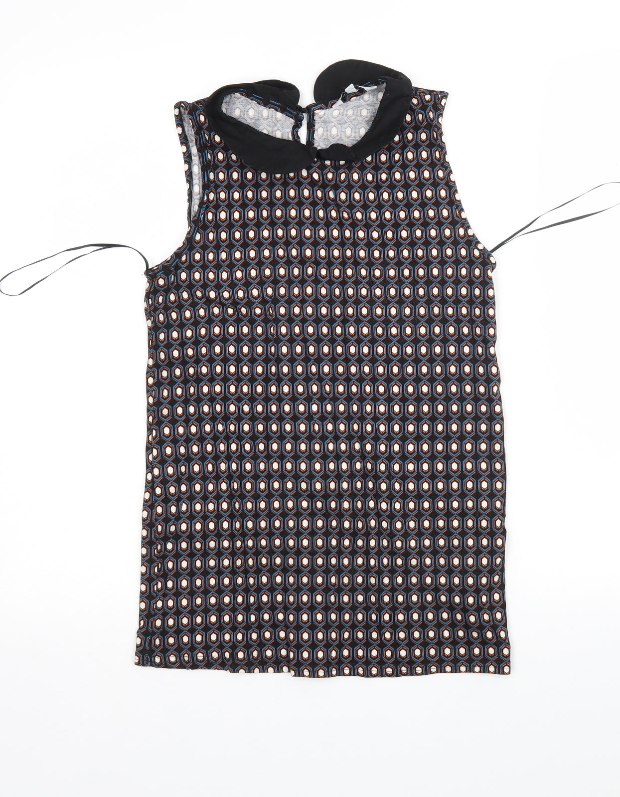 New Look Womens Multicoloured Argyle/Diamond Viscose Basic Blouse Size 8 Collared