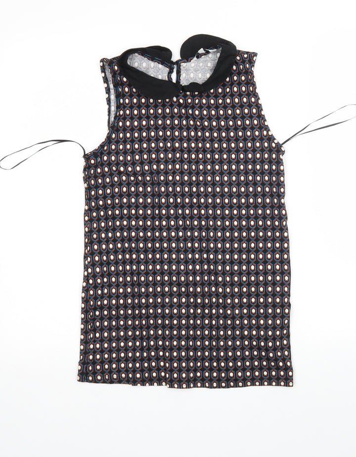 New Look Womens Multicoloured Argyle/Diamond Viscose Basic Blouse Size 8 Collared