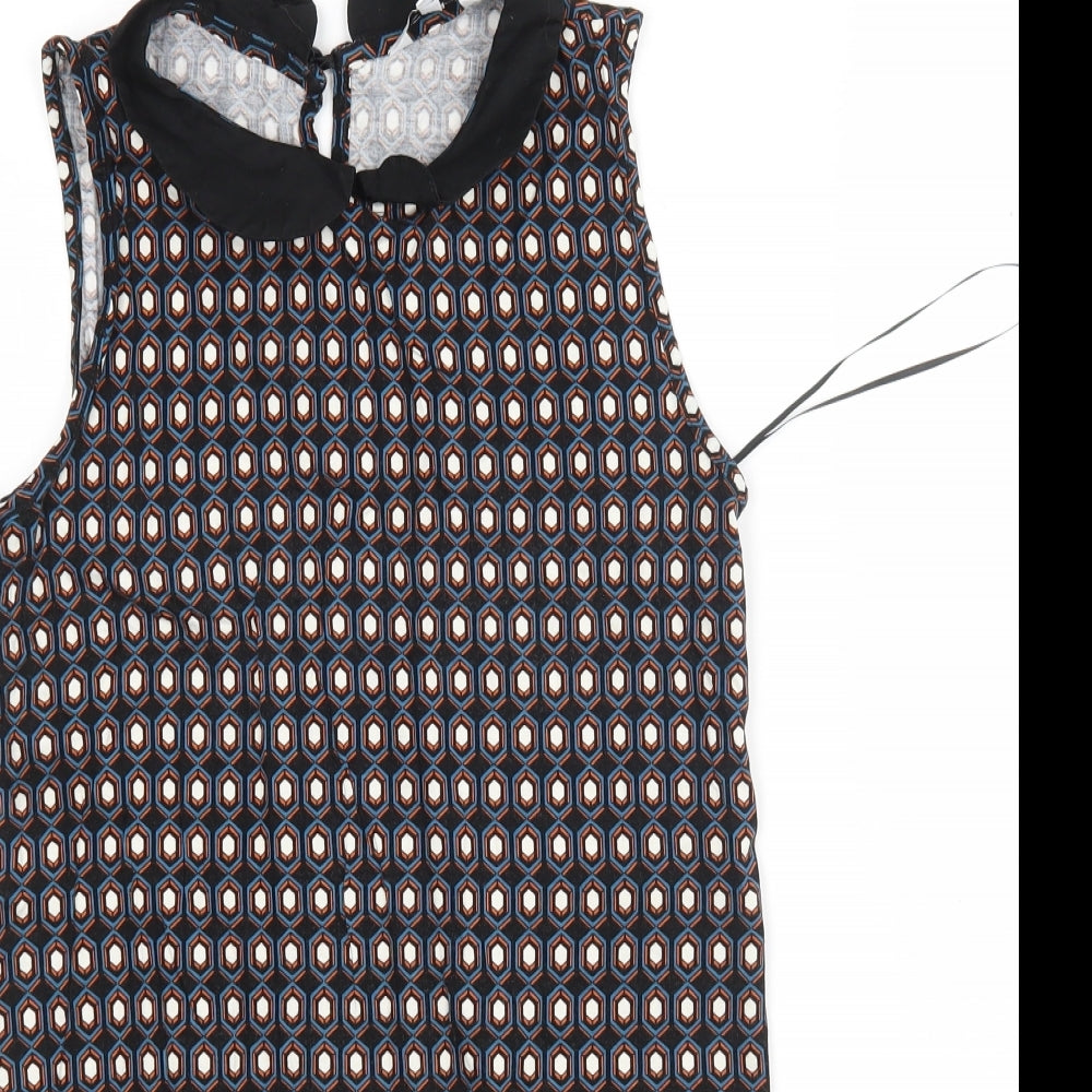 New Look Womens Multicoloured Argyle/Diamond Viscose Basic Blouse Size 8 Collared