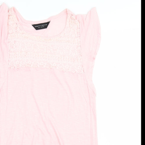 Dorothy Perkins Womens Pink  Viscose Basic T-Shirt Size 10 Round Neck