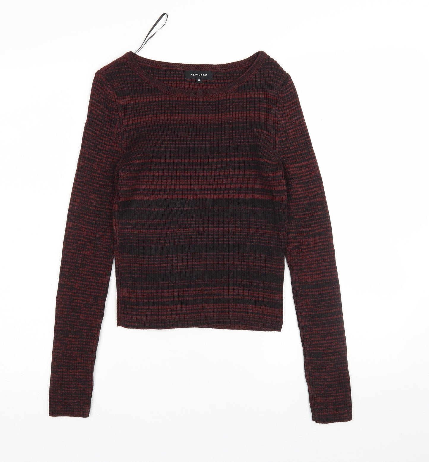 New Look Womens Multicoloured Round Neck Striped Acrylic Pullover Jumper Size 8