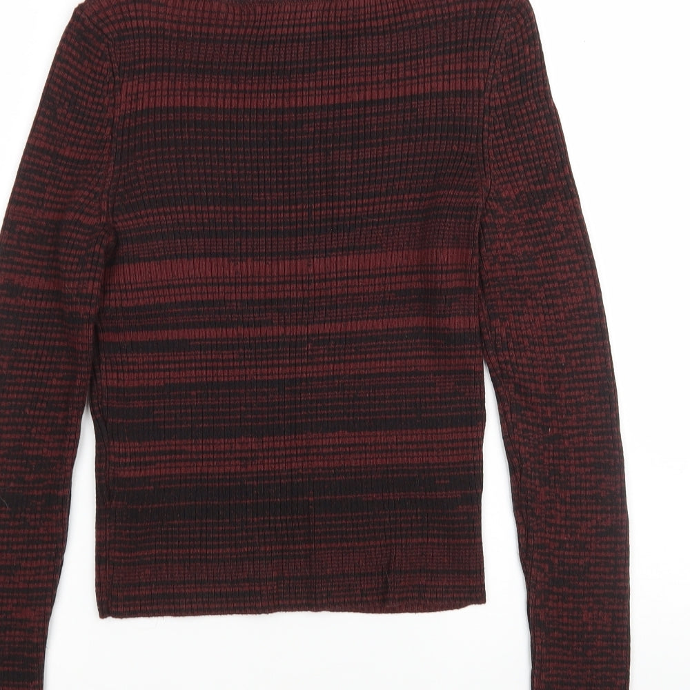 New Look Womens Multicoloured Round Neck Striped Acrylic Pullover Jumper Size 8