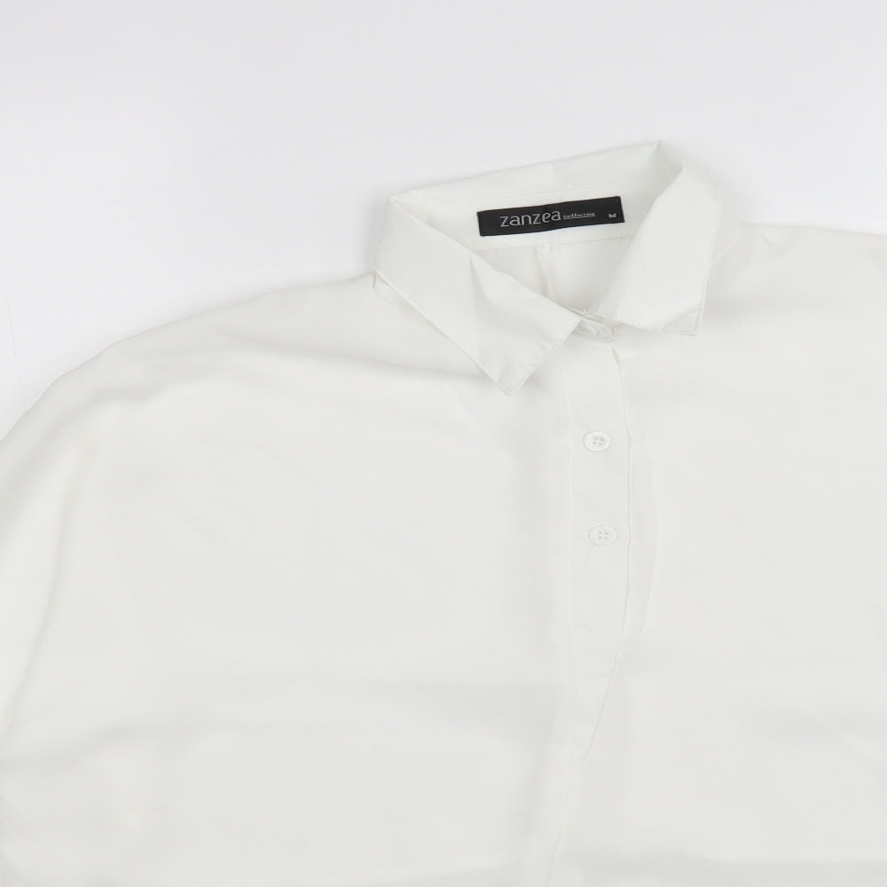 Zanzea Womens White   Basic Blouse Size M Collared