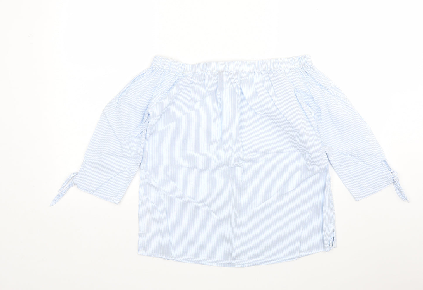 Dorothy Perkins Womens Multicoloured Striped Cotton Basic Button-Up Size 10 Boat Neck