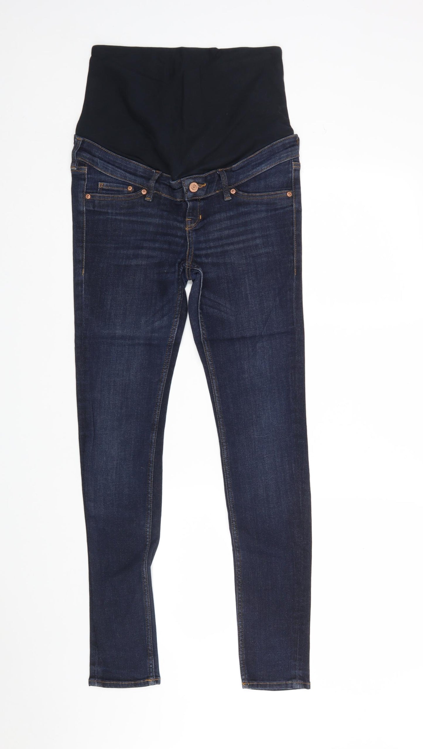 H&M Womens Blue  Cotton Skinny Jeans Size 8 L28 in Regular