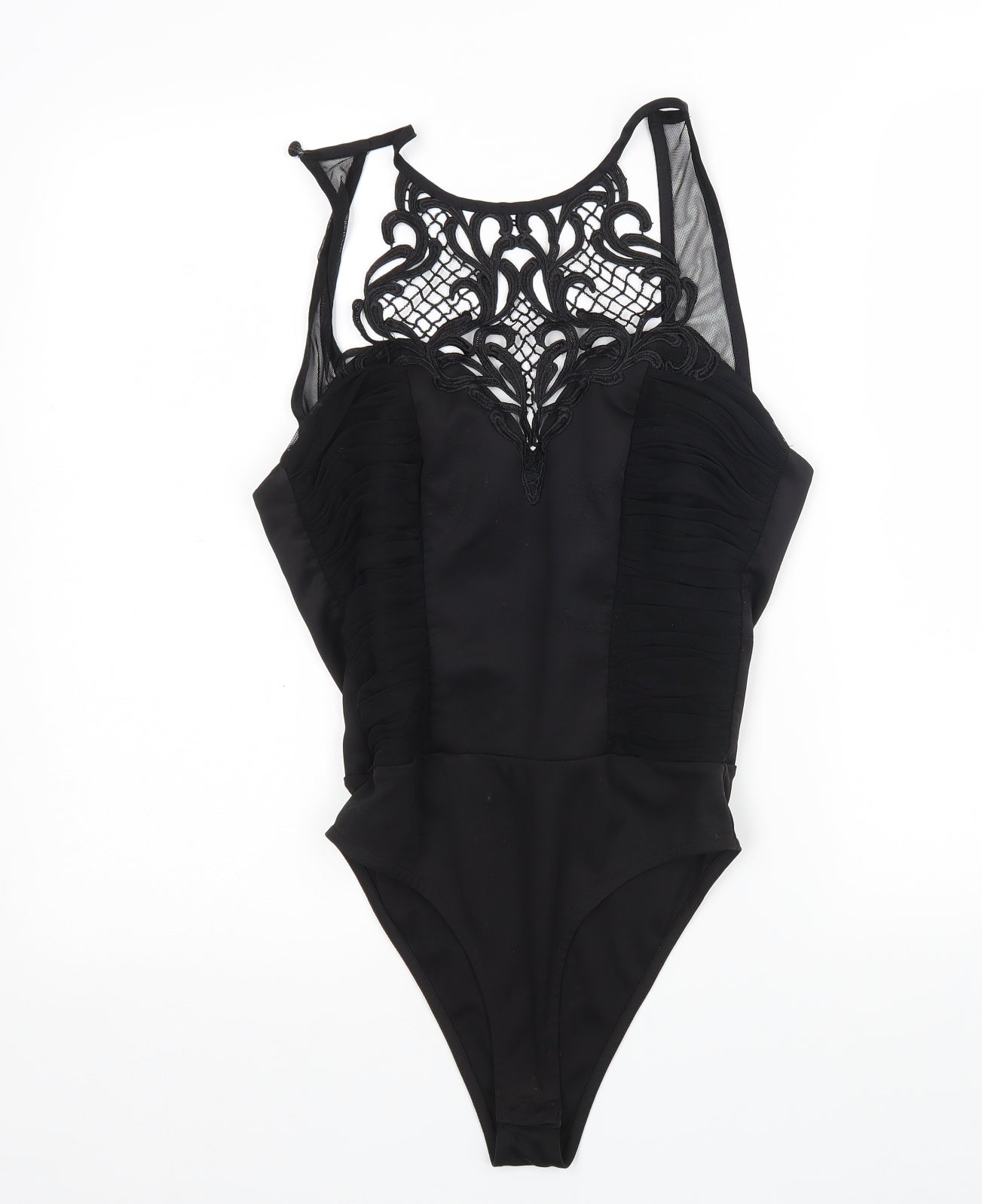 Lipsy Womens Black  Polyester Bodysuit One-Piece Size 10