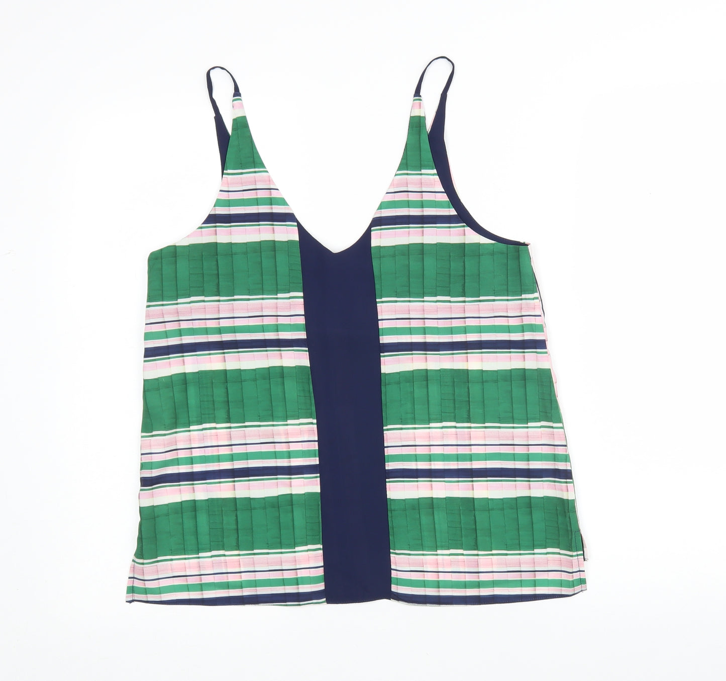 Topshop Womens Multicoloured Striped Polyester Basic Blouse Size 10 V-Neck