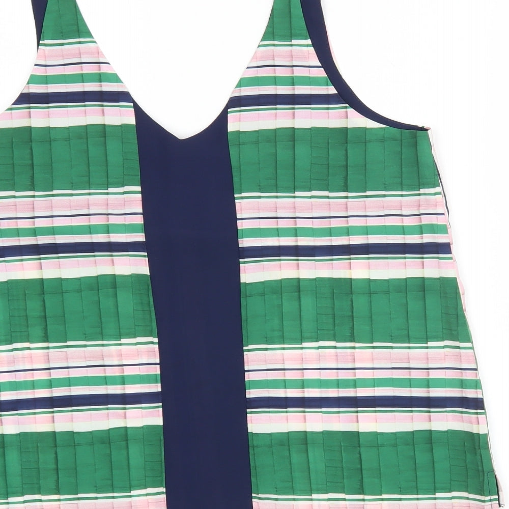 Topshop Womens Multicoloured Striped Polyester Basic Blouse Size 10 V-Neck