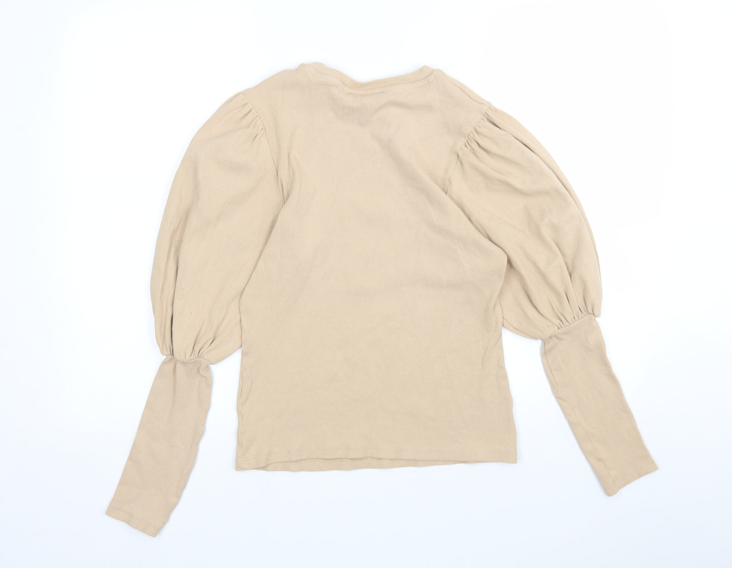 Primark Womens Beige Round Neck  Cotton Pullover Jumper Size M