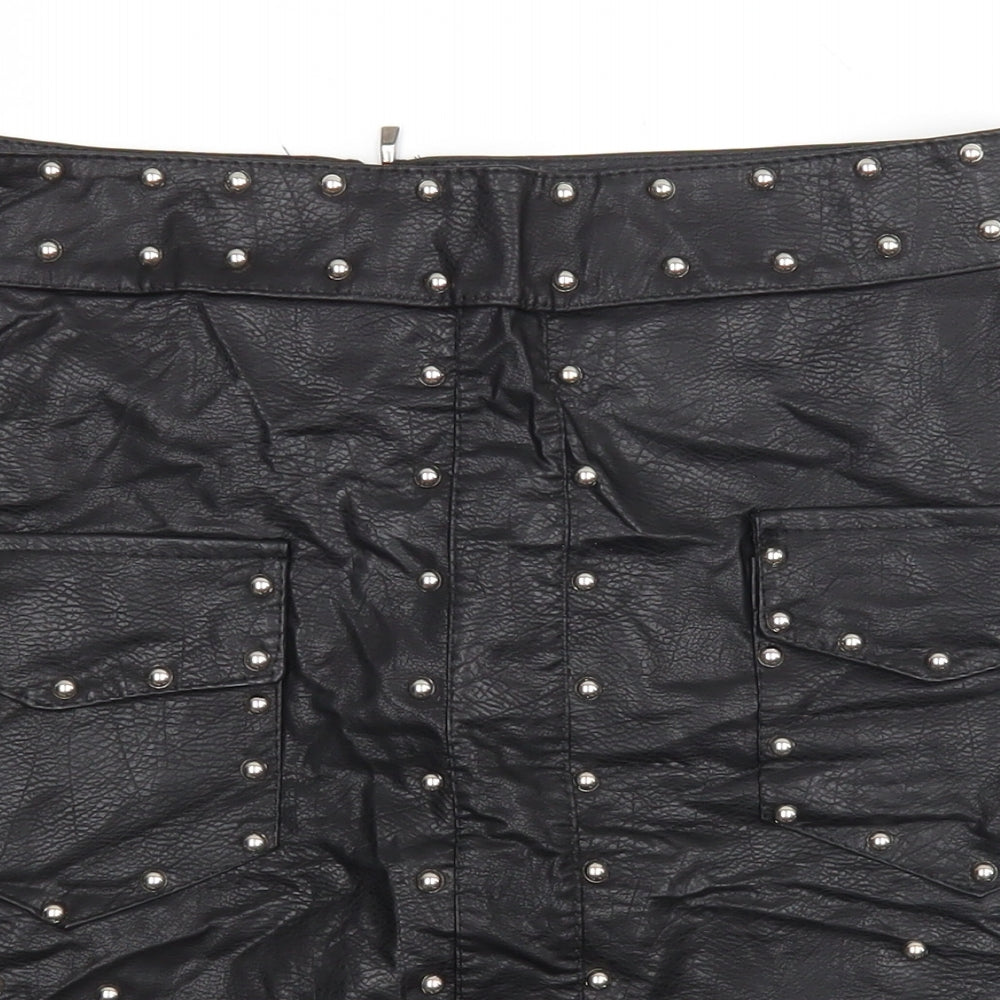 Preworn Womens Black  Polyester Mini Skirt Size 10