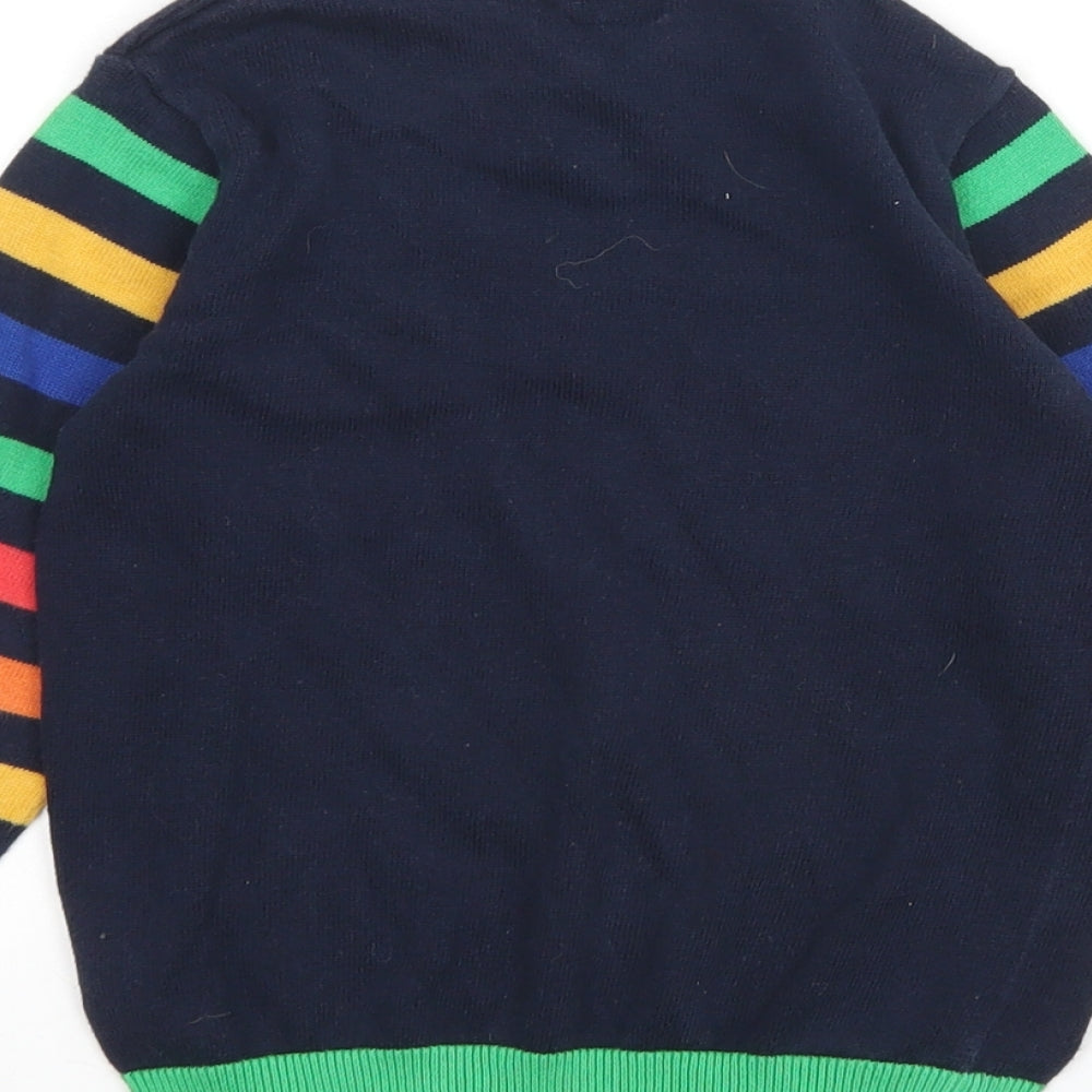NEXT Boys Multicoloured Round Neck Striped Cotton Pullover Jumper Size 3-4 Years
