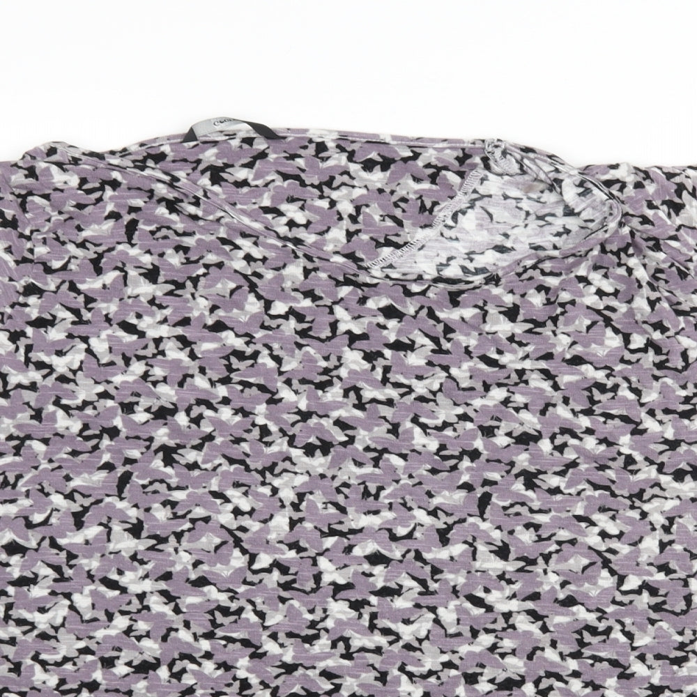 George Womens Purple Camouflage Viscose Basic T-Shirt Size 24 Round Neck