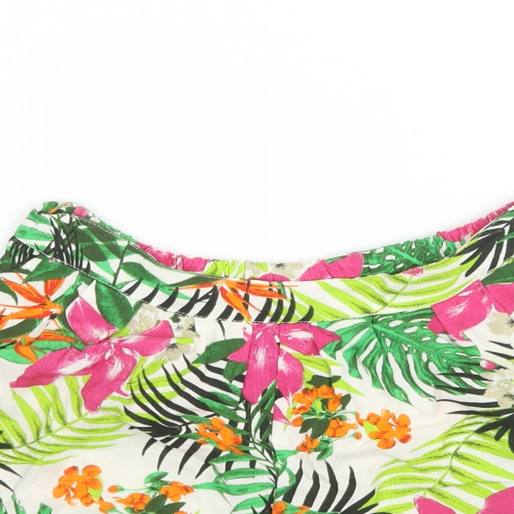 Miss E-Vie Girls Multicoloured Floral Viscose Hot Pants Shorts Size 9 Years  Regular