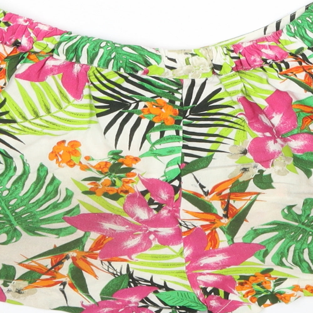 Miss E-Vie Girls Multicoloured Floral Viscose Hot Pants Shorts Size 9 Years  Regular