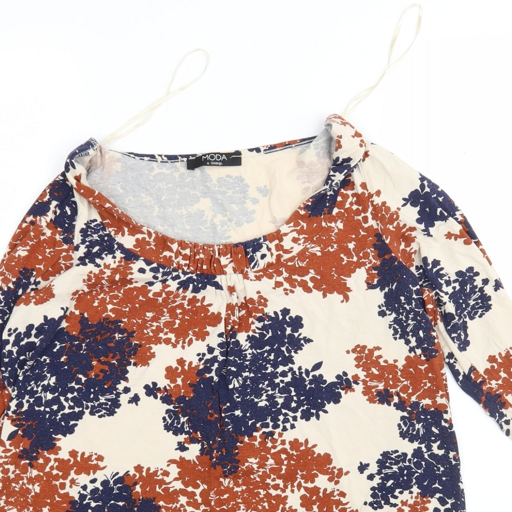 George Womens Multicoloured Floral Viscose Basic T-Shirt Size 10 Round Neck
