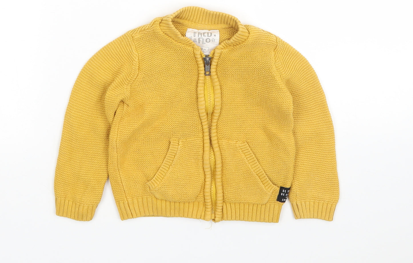 F&F Baby Yellow  Cotton Full Zip Jumper Size 6-9 Months