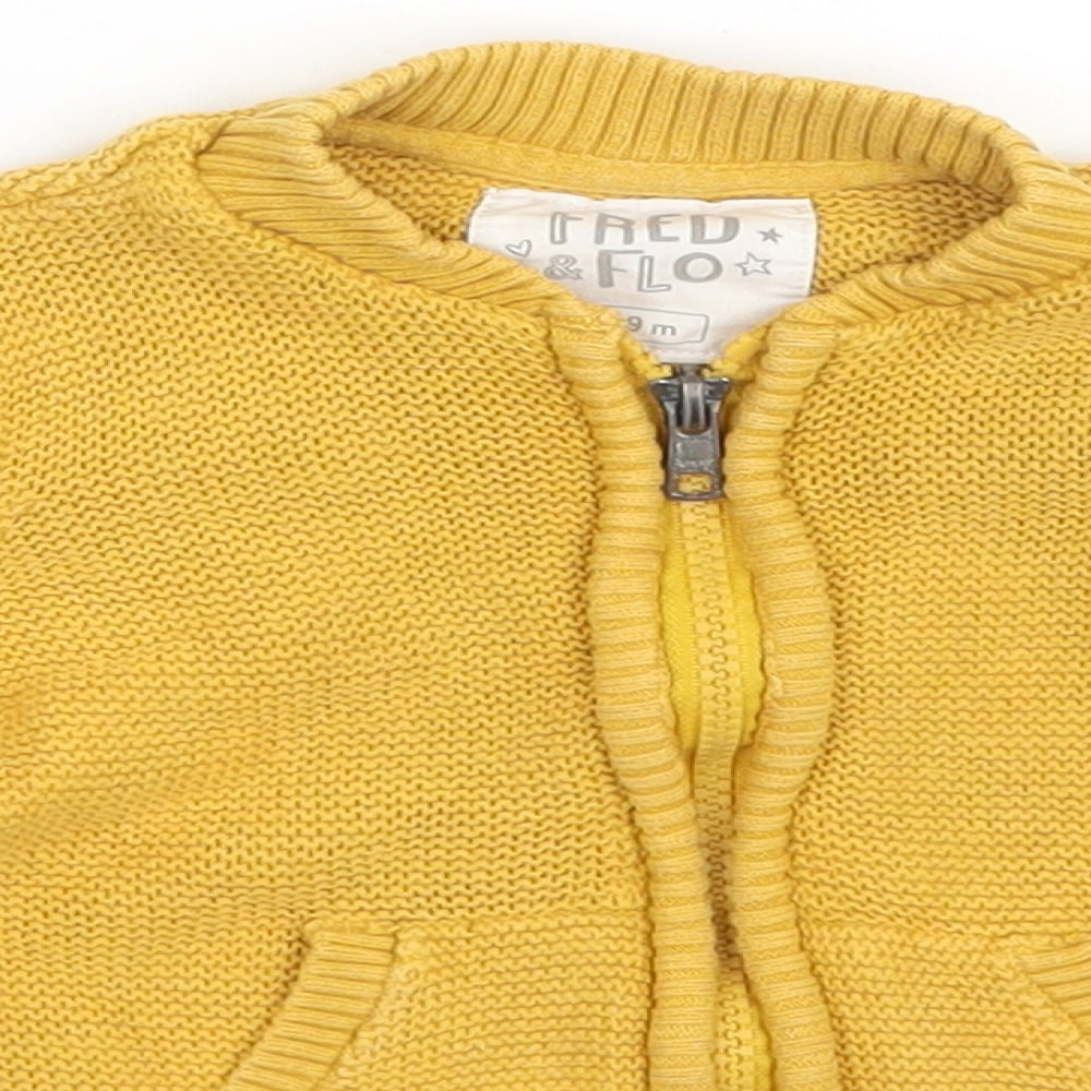 F&F Baby Yellow  Cotton Full Zip Jumper Size 6-9 Months