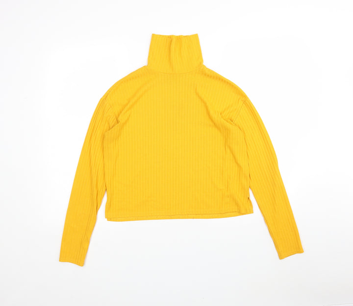 H&M Womens Yellow Basic T-Shirt Size S Roll Neck