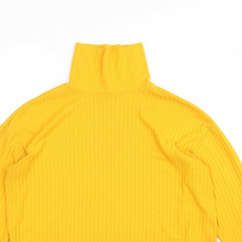 H&M Womens Yellow   Basic T-Shirt Size S Roll Neck
