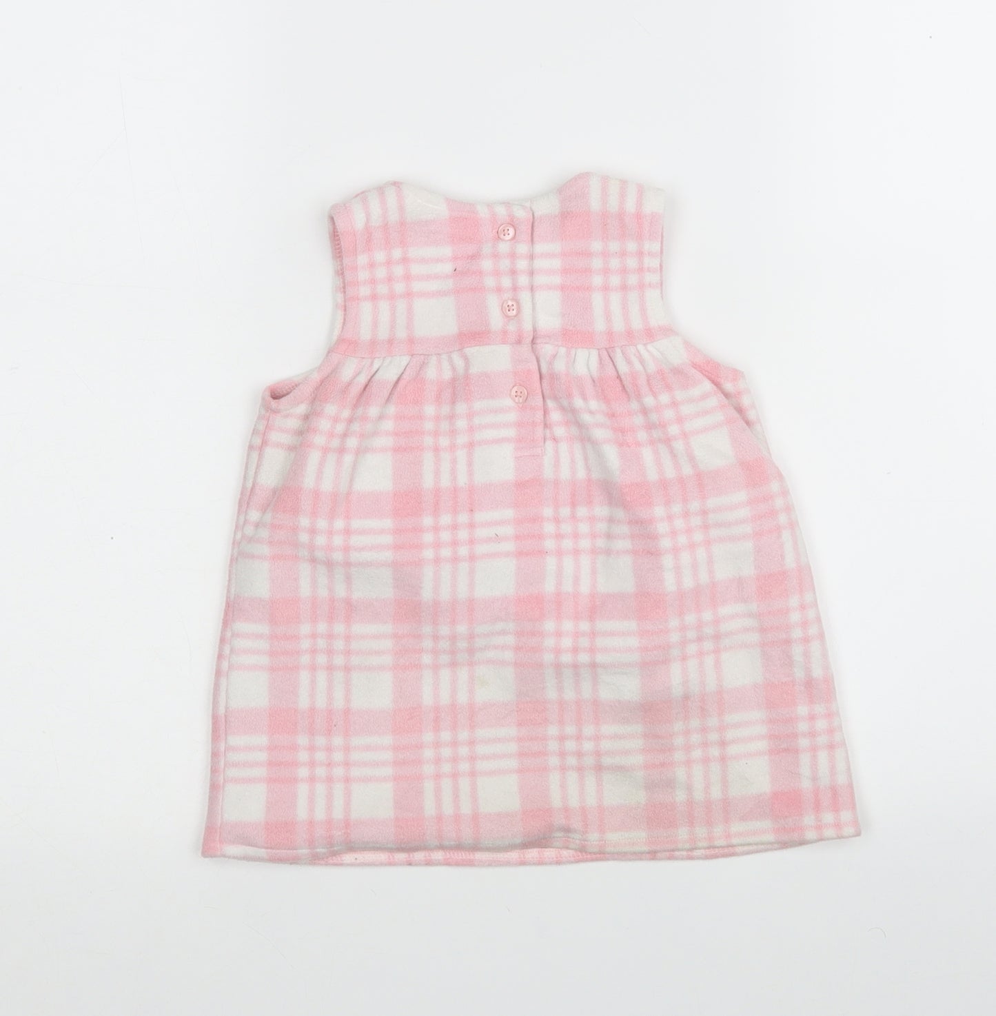 George Girls Multicoloured Check Polyester Pinafore/Dungaree Dress  Size 6-9 Months  Round Neck