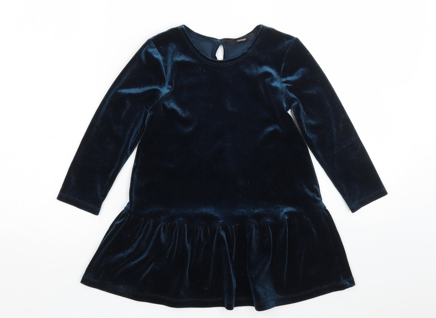 George Girls Green  Polyester A-Line  Size 5-6 Years  Round Neck