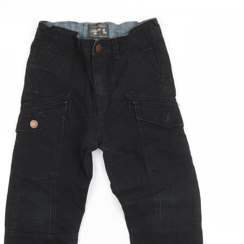 TU Boys Black  Cotton Straight Jeans Size 7 Years  Regular