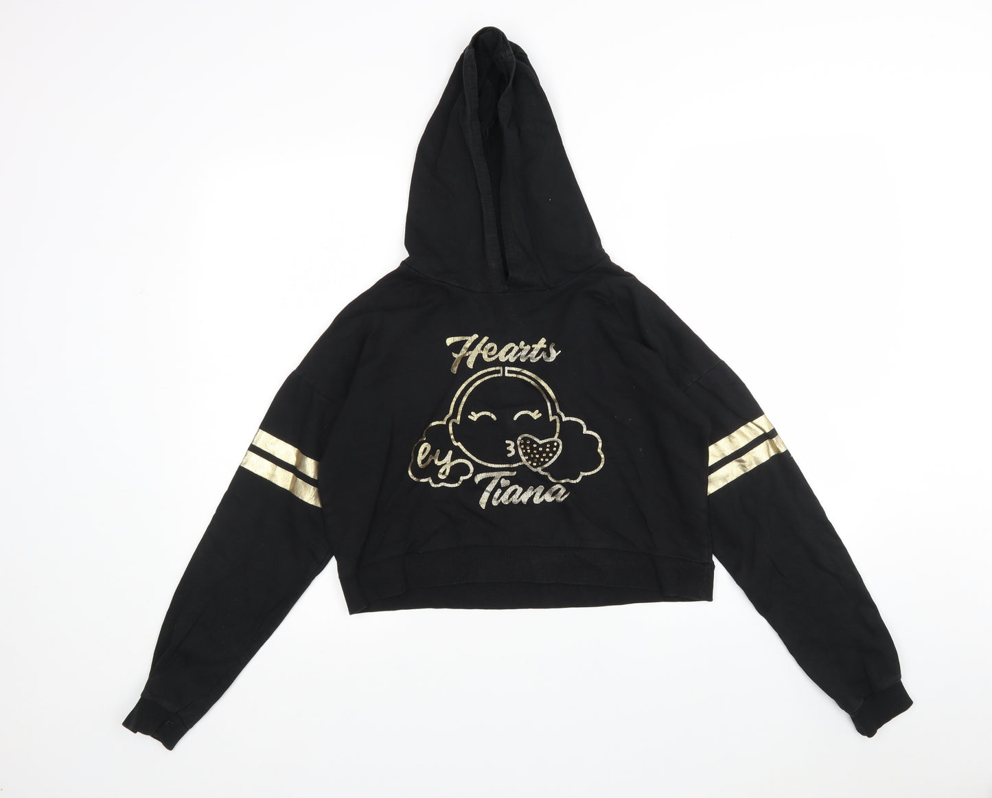 George Girls Black  Cotton Pullover Hoodie Size 12-13 Years
