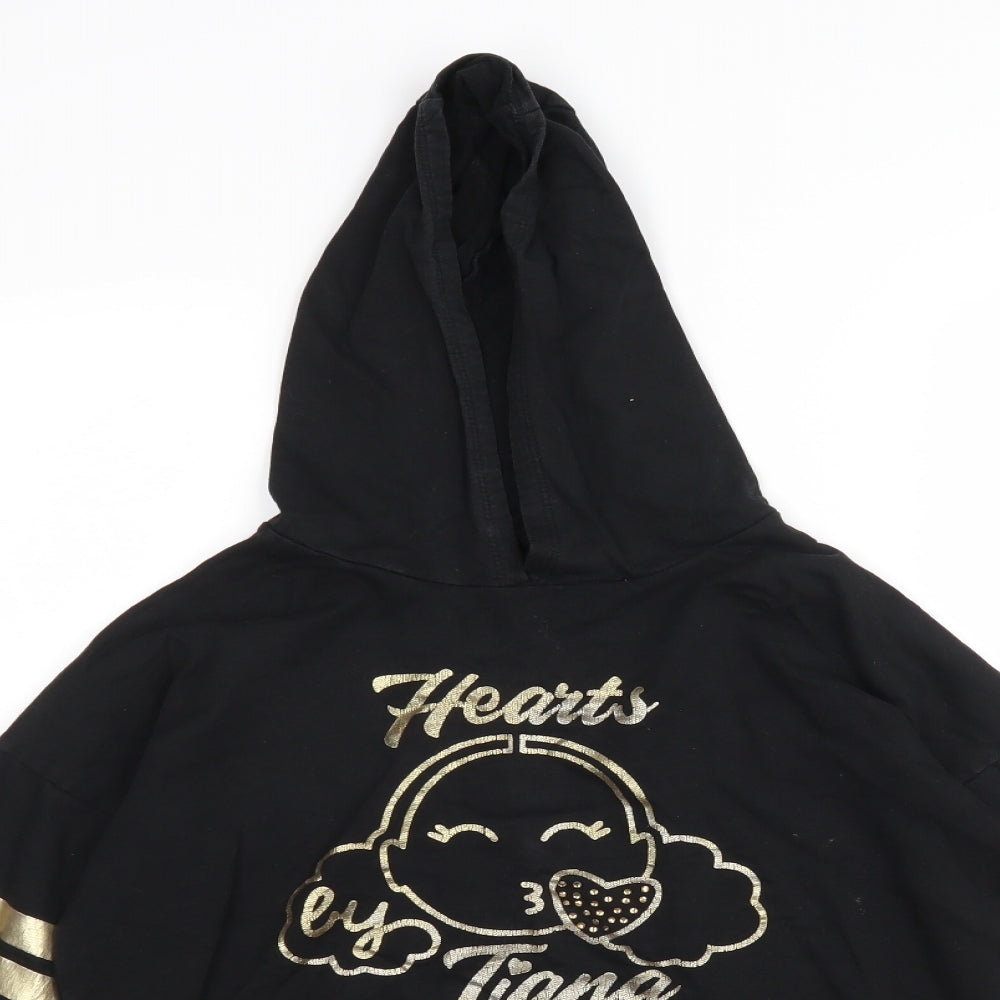 George Girls Black  Cotton Pullover Hoodie Size 12-13 Years