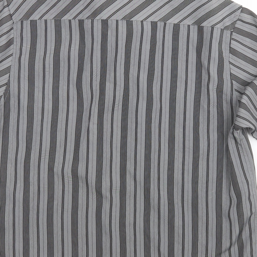 Ben Smith  Mens Multicoloured Striped Polyester  Button-Up Size M Collared