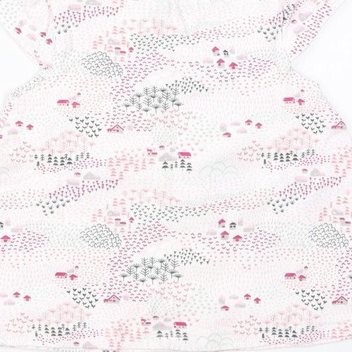 Juniors Girls White  Cotton A-Line  Size 0-3 Months  Round Neck