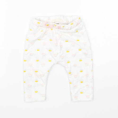 Preworn Girls White  Cotton  Pyjama Pants Size 3-6 Months