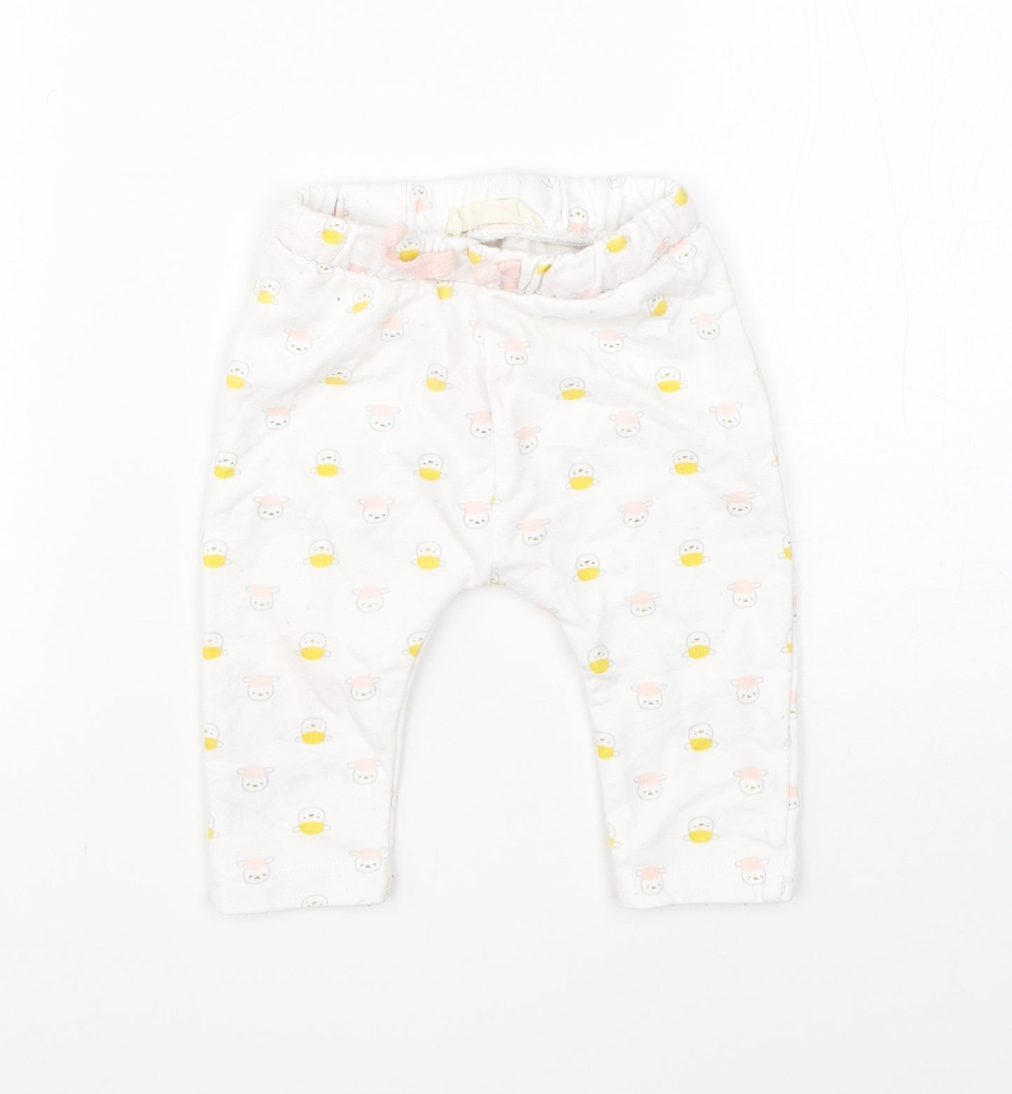 Preworn Girls White  Cotton  Pyjama Pants Size 3-6 Months