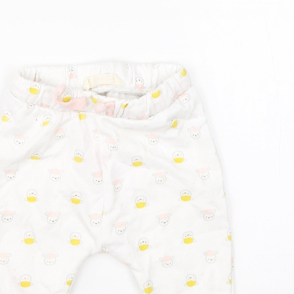 Preworn Girls White  Cotton  Pyjama Pants Size 3-6 Months