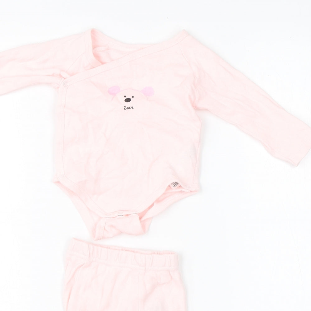 ZY Girls Pink  Cotton  Outfit/Set Size 3-6 Months   - set