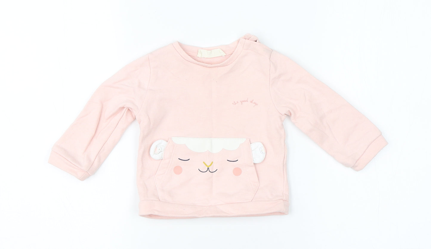 ZY Girls Pink  Cotton Pullover Jumper Size 3-6 Months