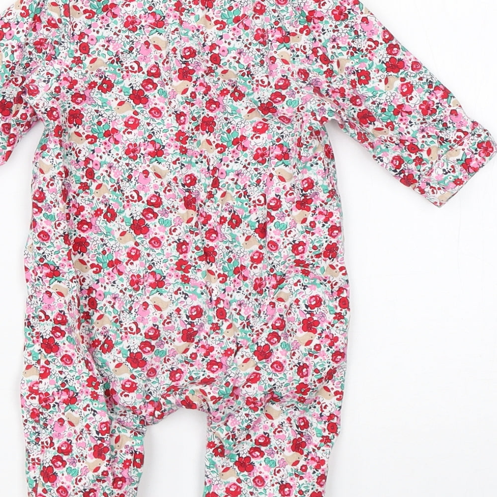 Mothercare Girls Pink Floral Cotton Jumpsuit Outfit/Set Size 0-3 Months  Snap