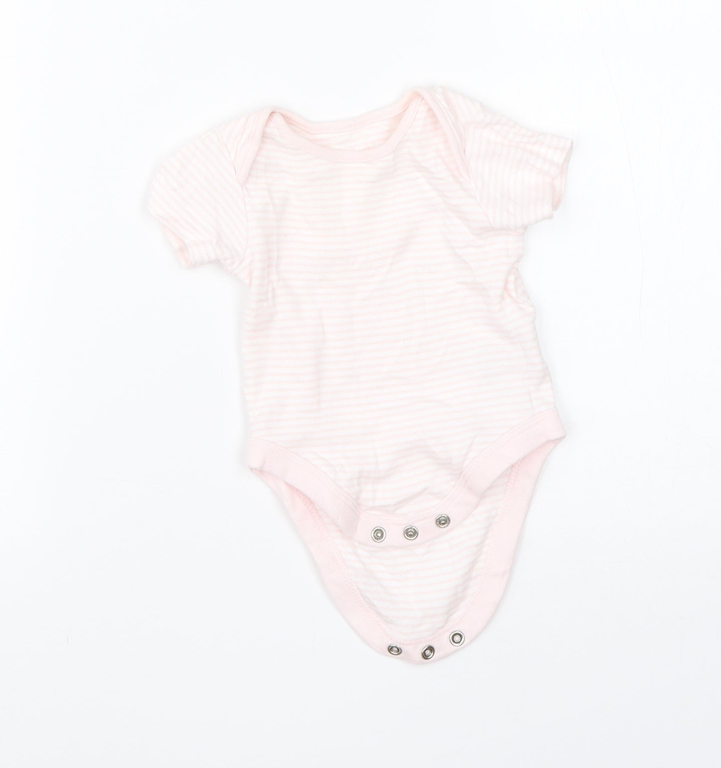 Mothercare Girls Pink Striped Cotton Babygrow One-Piece Size 0-3 Months