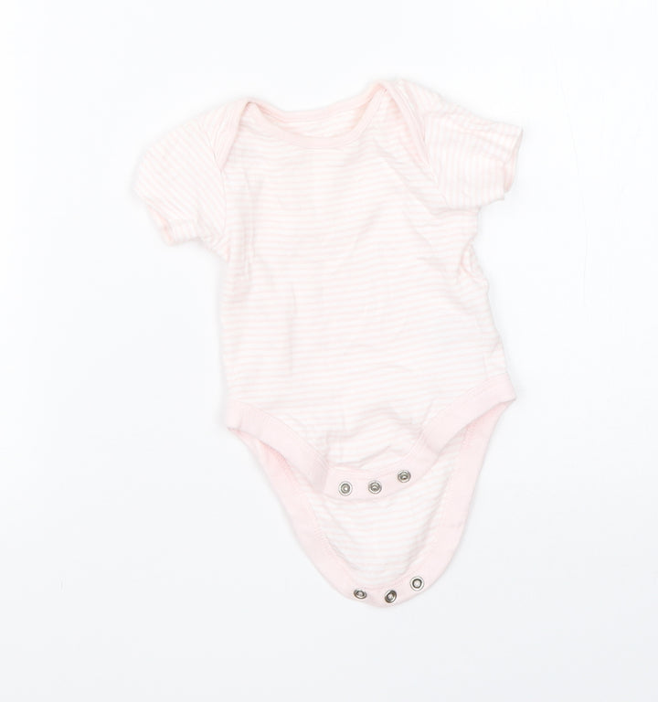 Mothercare Girls Pink Striped Cotton Babygrow One-Piece Size 0-3 Months