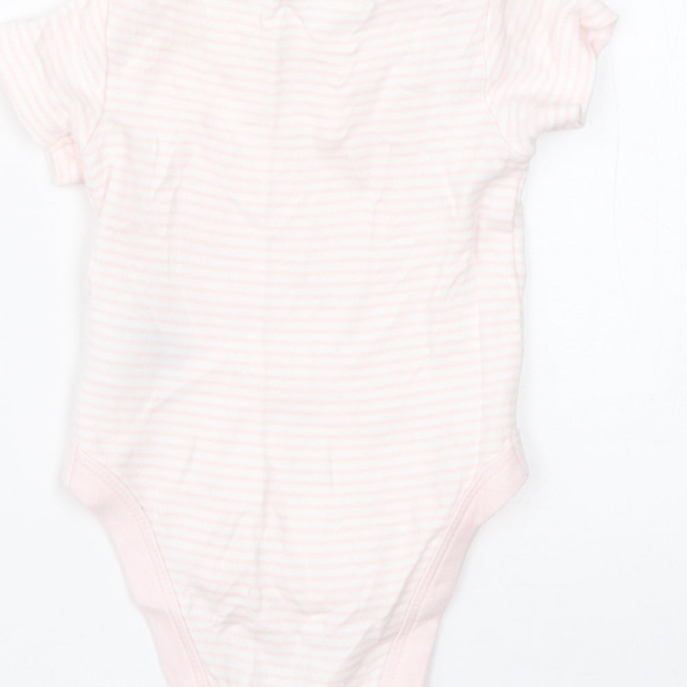 Mothercare Girls Pink Striped Cotton Babygrow One-Piece Size 0-3 Months