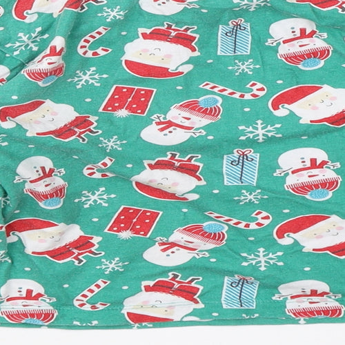 Preworn Boys Green  Cotton  Pyjama Top Size 4-5 Years   - christmas