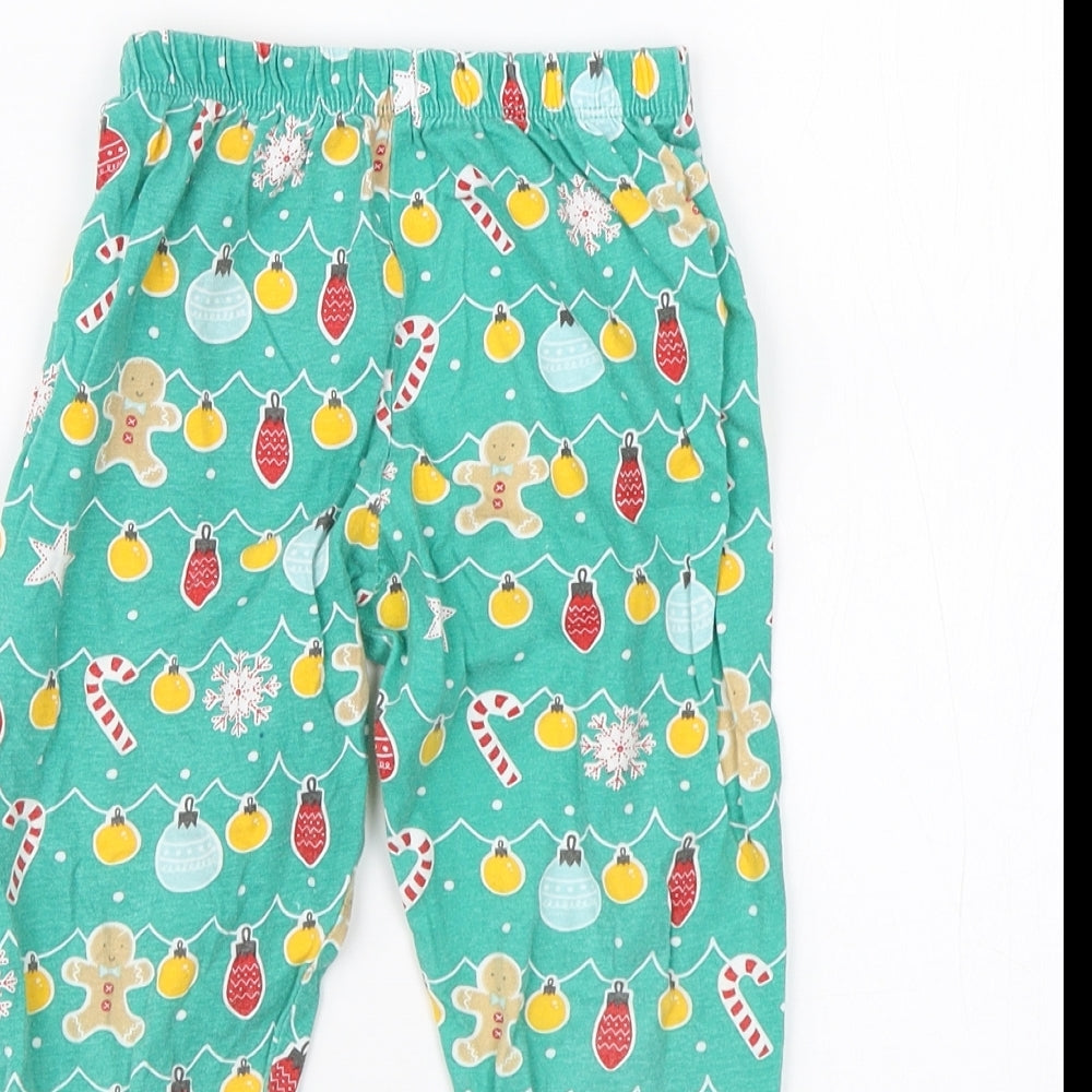 Kids Boys Green  Cotton  Pyjama Pants Size 4 Years   - christmas