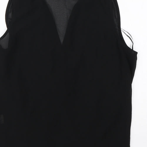 New Look Womens Black  Viscose Basic Blouse Size 10 V-Neck