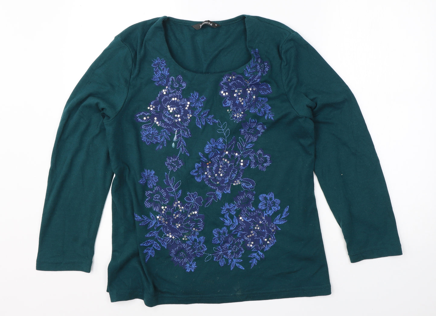 Bonmarché Womens Green Round Neck  Polyester Pullover Jumper Size M