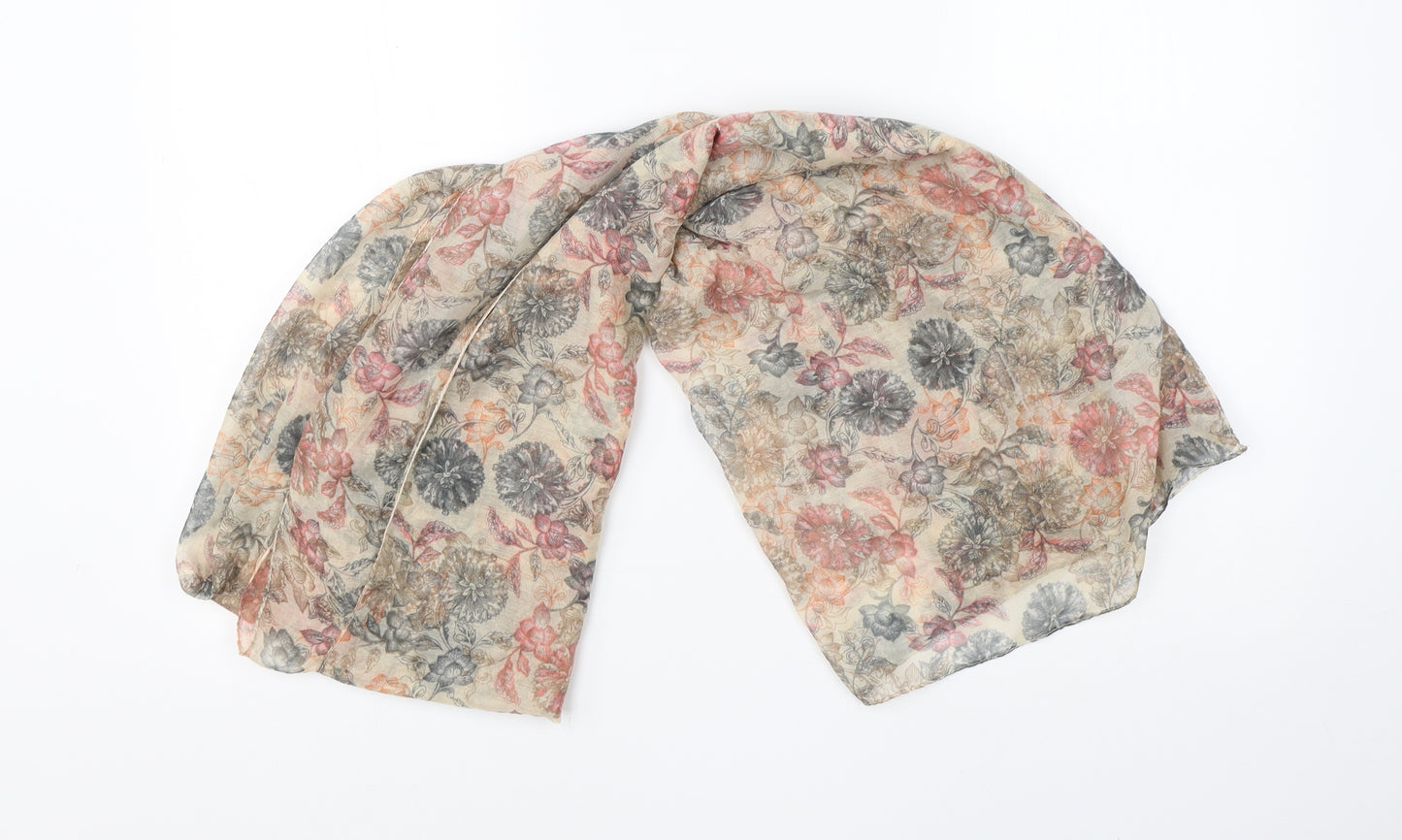 Preworn Womens Beige Floral Viscose  Scarf