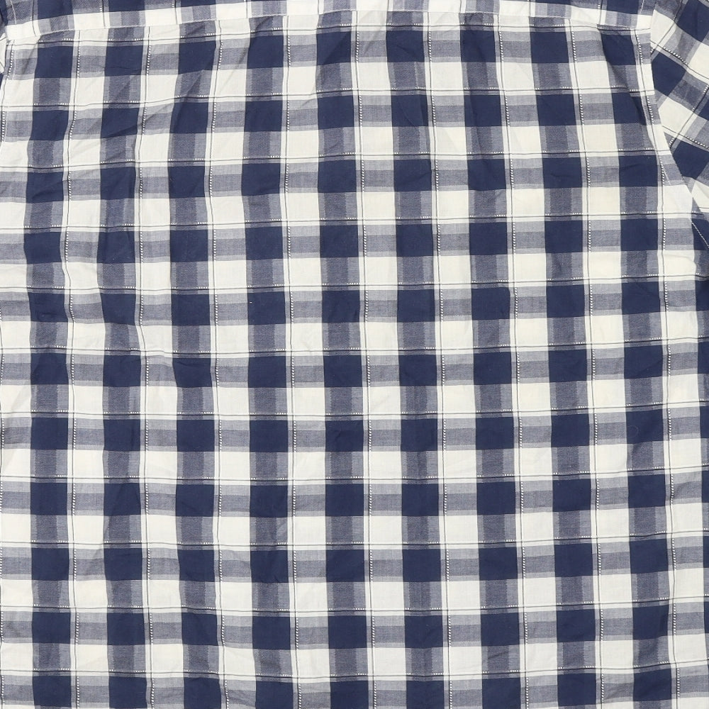 F&F Mens Blue Check Cotton  Button-Up Size L Collared Buckle