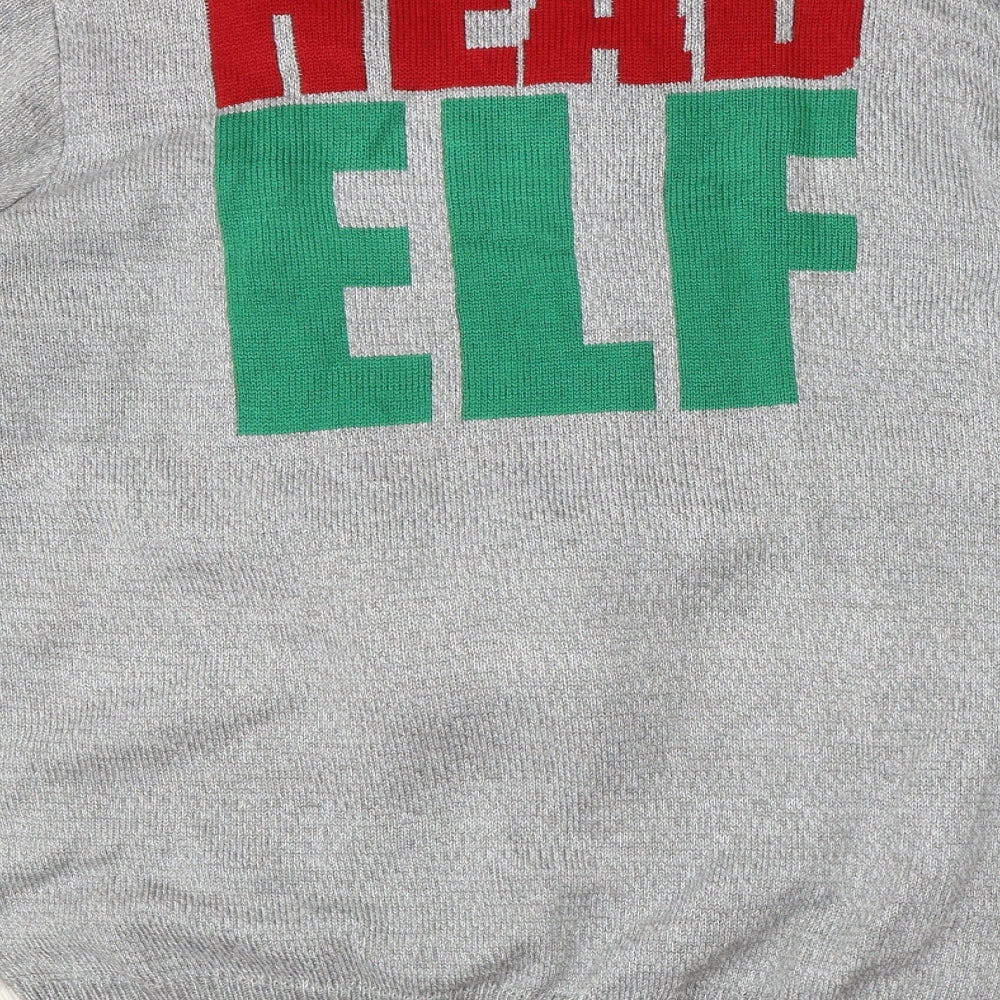 F&F Mens Grey Round Neck  Acrylic Pullover Jumper Size XL   - christmas elf