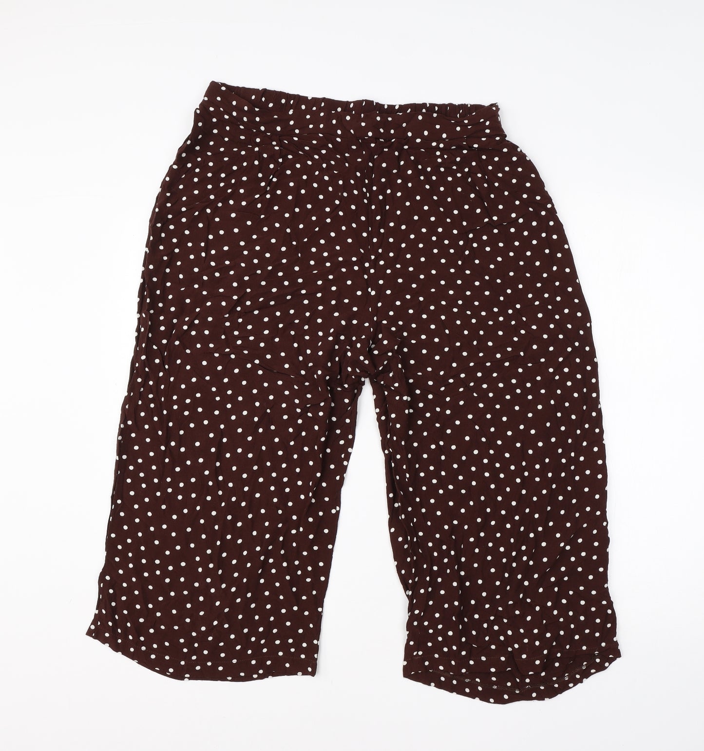 Nutmeg Womens Brown Polka Dot Viscose Harem Trousers Size 16 L20 in Regular